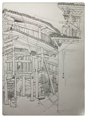 何香凝艺术设计学院产品164班 广西三江程阳写生 --建筑篇 指导老师:吴羽华